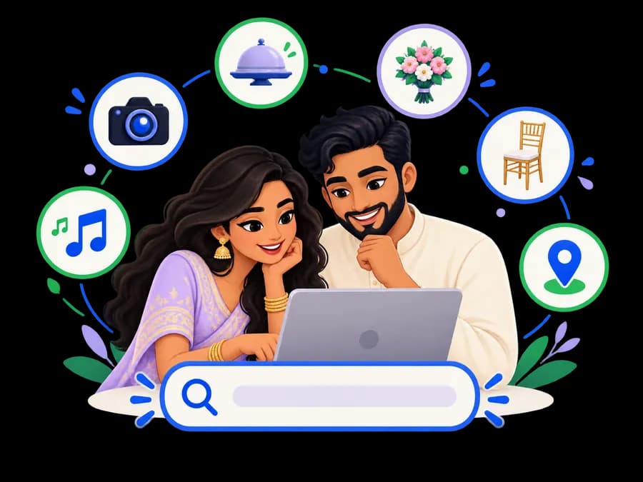 A couple using Videsify to search for the people and services needed for their celebration